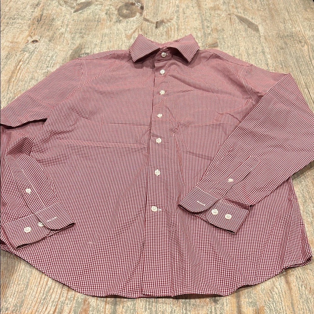 Bloomingdale's Maroon Checkered button down Shirt